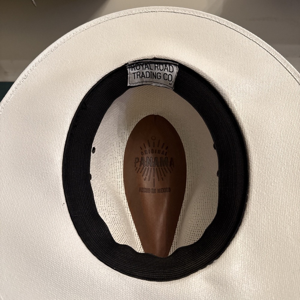 Royal Road Trading Company Original Panama Molded Summer Hat Mens White Black - Picture 7 of 8